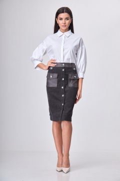 Блуза белого цвета с романтичным силуэтом из хлопка Anelli 610 белый - фото 2