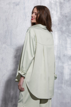 Рубашка свободного кроя с асимметричным низом из текстиля Amberа 186 лайм - фото 2