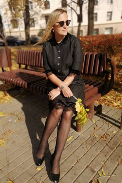 Демисезонное платье из вискозы с кружевом и люрексом FS - Viasna 5069 - фото 2