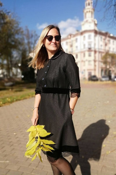 Демисезонное платье из вискозы с кружевом и люрексом FS - Viasna 5069 - фото 1