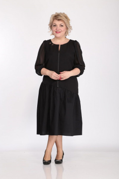 Нарядное платье с асимметричным отрезом и воланом из текстиля Djerza 1061 - фото 1