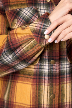 Пальто-рубашка оранжевое в клетку миди длины Anelli 935 оранжевая_клетка - фото 4