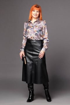 Юбка трапеция из экокожи с потайной молнией Соджи 520 черный - фото 3