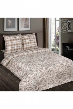 Комплект постельного белья из хлопка поплин бежевый Евро АРТПОСТЕЛЬ 904 ода - фото 1