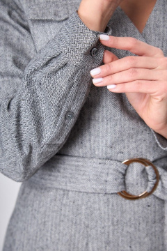 Платье деловое из текстиля с запахом и карманами Anelli 545 серый - фото 5