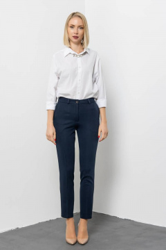 Демисезонные классические брючки из текстиля Domna 12103 темно-синий - фото 4