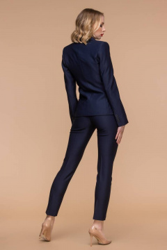 Синий костюм из вискозы полуприлегающий с двубортным жакетом Domna 16067 темно-синий - фото 2