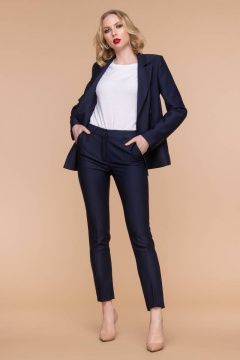 Синий костюм из вискозы полуприлегающий с двубортным жакетом Domna 16067 темно-синий - фото 5