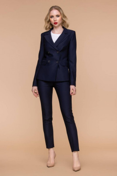 Синий костюм из вискозы полуприлегающий с двубортным жакетом Domna 16067 темно-синий - фото 1