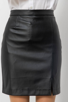 Мини-карандаш из экокожи с разрезом для делового образа Domna 71116 черный(164) - фото 2