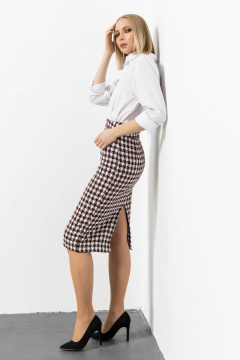 Юбка из текстиля мультиколор для делового образа Domna 71121 бордо - фото 3