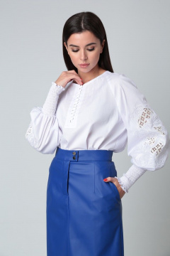 Классические брюки бананы из костюмной ткани с вытачками SandyNa 130413 белый - фото 1