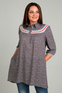 Блуза А-силуэта в стиле на каждый день с карманами и рукавом 3/4 Таир-Гранд 62312-1 серый - фото 1