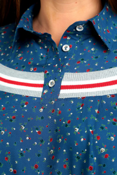 Блуза А-силуэта в полоску с карманами и рукавом 3/4 Таир-Гранд 62312-1 синий - фото 3