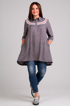 Блуза А-силуэта в стиле на каждый день с карманами и рукавом 3/4 Таир-Гранд 62312-1 серый - фото 2