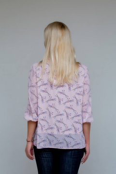 Блуза шифоновая с оригинальным воротником и рукавом 7/8 Avila 0867 розовый - фото 2