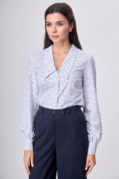 Блузка удлиненная из хлопка с клапанами и воротником Anelli 1161 белый_принт - фото 3