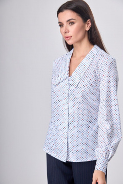 Блузка удлиненная из хлопка с клапанами и воротником Anelli 1161 белый_принт - фото 4