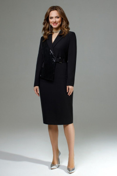 Платье на каждый день с пайетками из костюмной ткани TEZA 3022 черный - фото 2