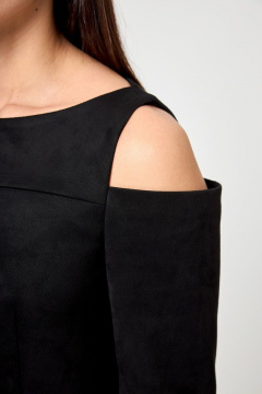 Платье из искусственной замши с разрезом и длинным рукавом Anelli 1182 черный - фото 3