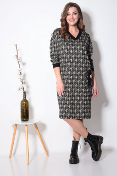 Платье из вискозы и трикотажа с кожаным карманом и поясом Fortuna ШЖ 721К - фото 1