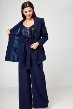Костюм из жакета и брюк палаццо для делового образа Anelli 1190 синий - фото 2