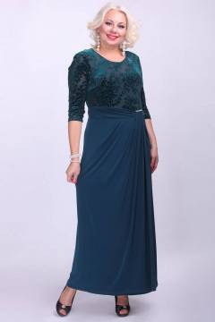 Платье в пол из бархата с поясом и стразами Camelia 20116 1 - фото 1