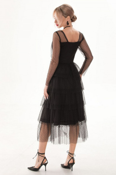 Платье нарядное без воротника из сетки и текстиля Golden Valley 4787 черный - фото 2