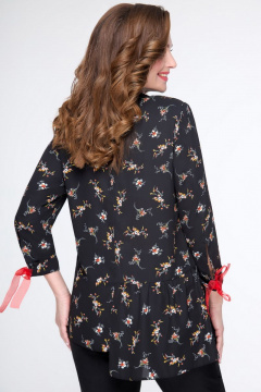 Блуза на каждый день с мультиколор и классическим стилем DaLi 5559 черный+цветы - фото 3
