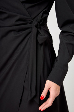 Платье с запахом и открытым плечом из замши Anelli 1178 черный - фото 5