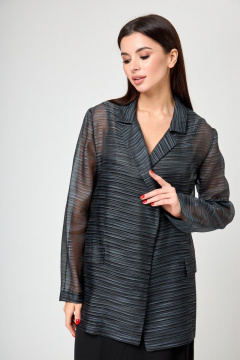 Романтичный жакет из органзы с двойными накладными карманами Anelli 1195 органза_серый - фото 5