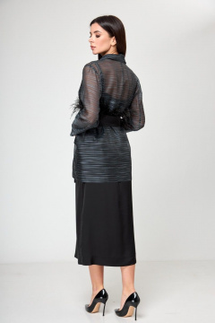 Романтичный жакет из органзы с двойными накладными карманами Anelli 1195 органза_серый - фото 3