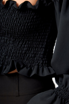 Черная блуза из текстиля с длинными рукавами для повседневной носки Anelli 1207.1 черный - фото 4