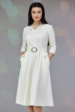 Платье приталенное из вискозы с юбкой солнце-клеш Angelina & Сo 648 молочный - фото 4