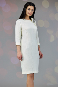 Платье прямое с украшением и съемным поясом Angelina & Сo 649 молочный - фото 5