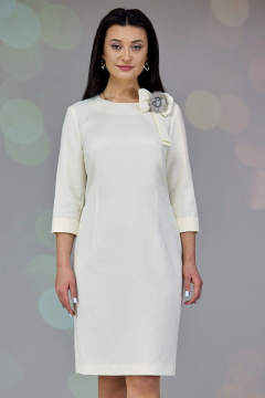 Платье прямое с украшением и съемным поясом Angelina & Сo 649 молочный - фото 3