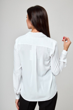 Белая блуза свободного силуэта с карманами и складками Anelli 812 белый - фото 4