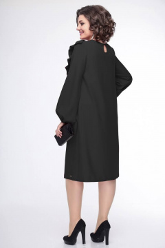 Нарядное платье из текстиля с кокеткой и воланом Swallow 440 черный - фото 4