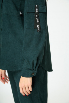 Рубашка вельветовая изумрудного цвета с карманами Anelli 934 бутылка - фото 5