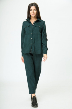 Рубашка вельветовая изумрудного цвета с карманами Anelli 934 бутылка - фото 3