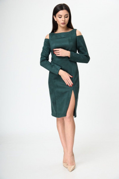 Платье из искусственной замши с открытыми плечами Anelli 1182 бутылка - фото 2