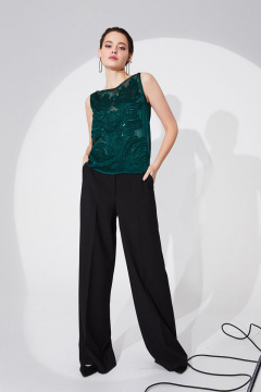 Нарядная блуза из шифона с вышивкой и пайетками DAVYDOV 6079 малахит - фото 2