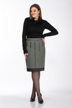 Юбка классическая из шерстяного текстиля с шлицей Klever 401 темно-серый - фото 2