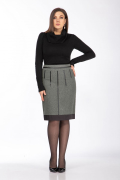 Юбка классическая из шерстяного текстиля с шлицей Klever 401 темно-серый - фото 1