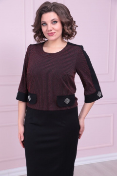 Платье из костюмно-плательной ткани с имитацией костюма Solomeya Lux 875A бордо - фото 4