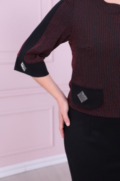 Платье из костюмно-плательной ткани с имитацией костюма Solomeya Lux 875A бордо - фото 2