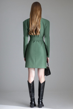Зеленое приталенное платье с отрезной линией талии Орхидея 1132 зеленый - фото 4