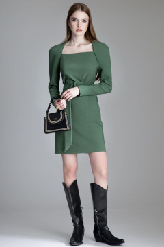 Зеленое приталенное платье с отрезной линией талии Орхидея 1132 зеленый - фото 3
