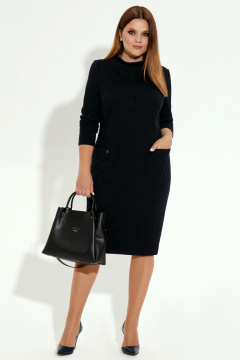 Платье прилегающего силуэта с V-вырезом и карманами Панда 13980z темно-синий - фото 1