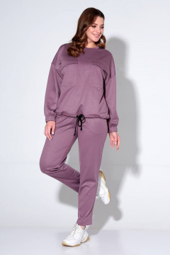 Костюм джемпер и брюки с декоративным шнуром спортивный Liona Style 822 лиловый - фото 2